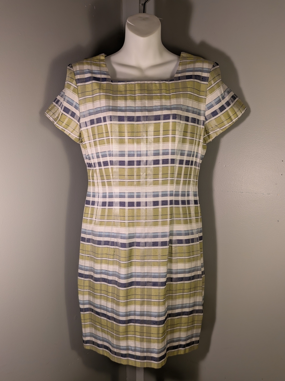 Vintage Sherri Martin New York Sheath Shift Dress With Plaid Pattern 6